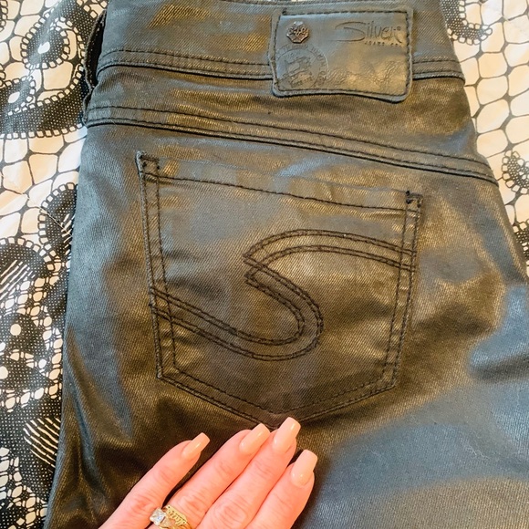 🔱Black Waxed Silver Jeans🔱 - Picture 2 of 8